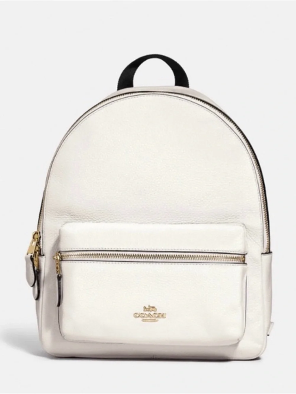 NWT COACH Pebbled Leather Cowhide White Ivory Cream Charlie
